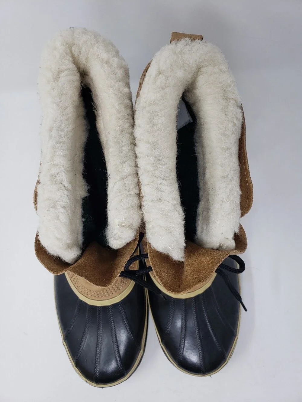 SOREL Caribou Waterproof Winter Snow Boots Buff Tan Black Size 14 Made In Canada